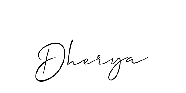 Use a signature maker to create a handwritten signature online. With this signature software, you can design (Allison_Script) your own signature for name Dherya. Dherya signature style 2 images and pictures png