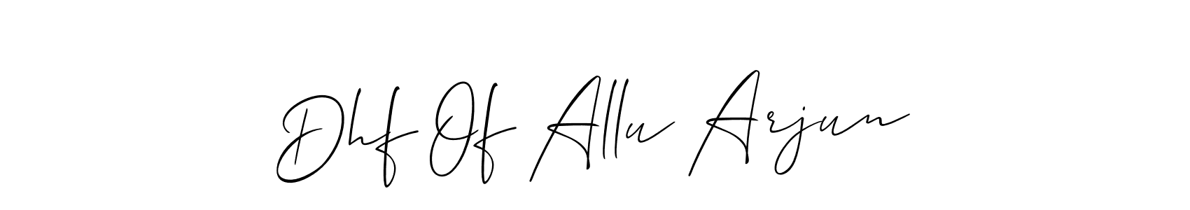 The best way (Allison_Script) to make a short signature is to pick only two or three words in your name. The name Dhf Of Allu Arjun include a total of six letters. For converting this name. Dhf Of Allu Arjun signature style 2 images and pictures png