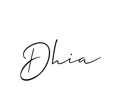 Also You can easily find your signature by using the search form. We will create Dhia name handwritten signature images for you free of cost using Allison_Script sign style. Dhia signature style 2 images and pictures png