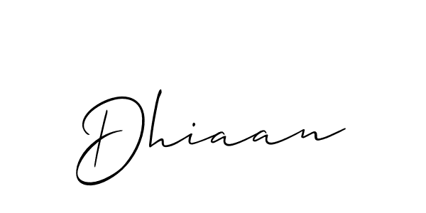 Also we have Dhiaan name is the best signature style. Create professional handwritten signature collection using Allison_Script autograph style. Dhiaan signature style 2 images and pictures png