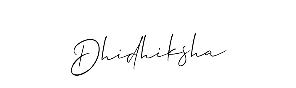 Use a signature maker to create a handwritten signature online. With this signature software, you can design (Allison_Script) your own signature for name Dhidhiksha. Dhidhiksha signature style 2 images and pictures png