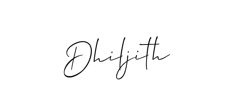 Create a beautiful signature design for name Dhiljith. With this signature (Allison_Script) fonts, you can make a handwritten signature for free. Dhiljith signature style 2 images and pictures png