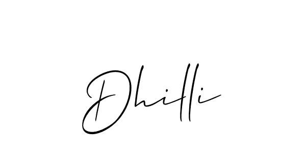 Use a signature maker to create a handwritten signature online. With this signature software, you can design (Allison_Script) your own signature for name Dhilli. Dhilli signature style 2 images and pictures png