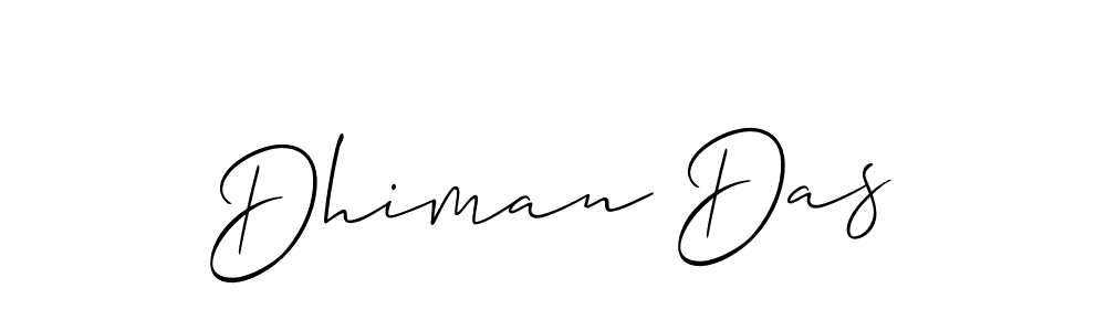Use a signature maker to create a handwritten signature online. With this signature software, you can design (Allison_Script) your own signature for name Dhiman Das. Dhiman Das signature style 2 images and pictures png