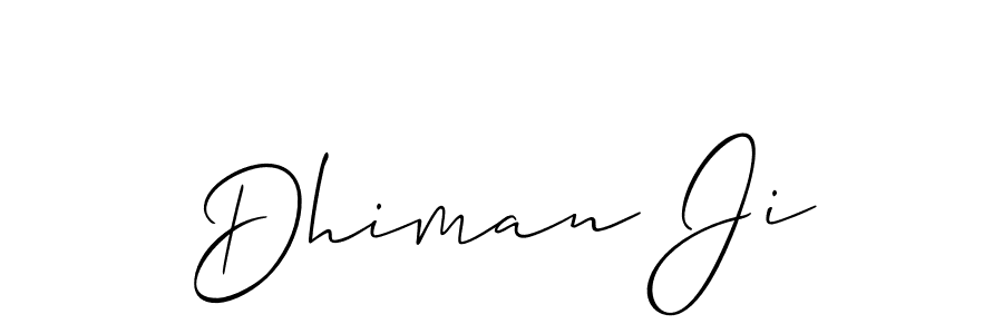 Create a beautiful signature design for name Dhiman Ji. With this signature (Allison_Script) fonts, you can make a handwritten signature for free. Dhiman Ji signature style 2 images and pictures png