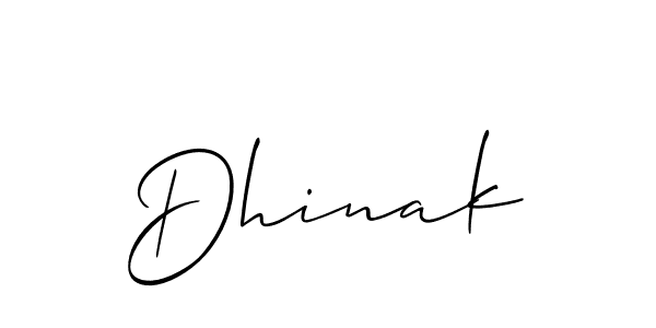 Also we have Dhinak name is the best signature style. Create professional handwritten signature collection using Allison_Script autograph style. Dhinak signature style 2 images and pictures png