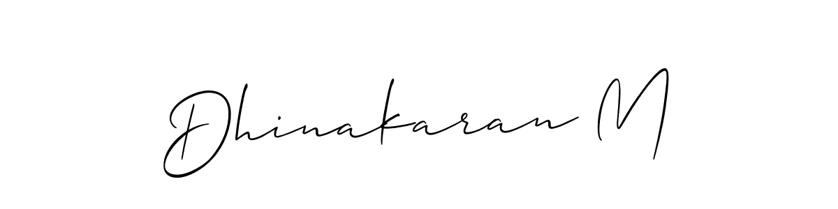 Make a beautiful signature design for name Dhinakaran M. With this signature (Allison_Script) style, you can create a handwritten signature for free. Dhinakaran M signature style 2 images and pictures png