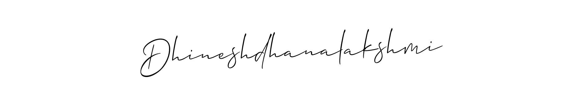 Also we have Dhineshdhanalakshmi name is the best signature style. Create professional handwritten signature collection using Allison_Script autograph style. Dhineshdhanalakshmi signature style 2 images and pictures png