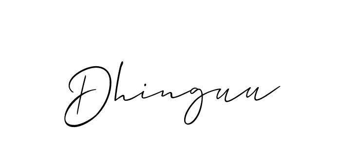 Use a signature maker to create a handwritten signature online. With this signature software, you can design (Allison_Script) your own signature for name Dhinguu. Dhinguu signature style 2 images and pictures png