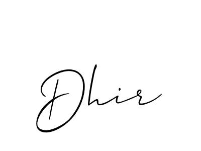 Make a beautiful signature design for name Dhir. With this signature (Allison_Script) style, you can create a handwritten signature for free. Dhir signature style 2 images and pictures png
