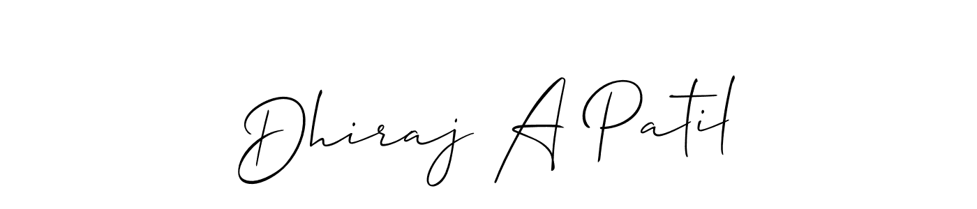 if you are searching for the best signature style for your name Dhiraj A Patil. so please give up your signature search. here we have designed multiple signature styles  using Allison_Script. Dhiraj A Patil signature style 2 images and pictures png