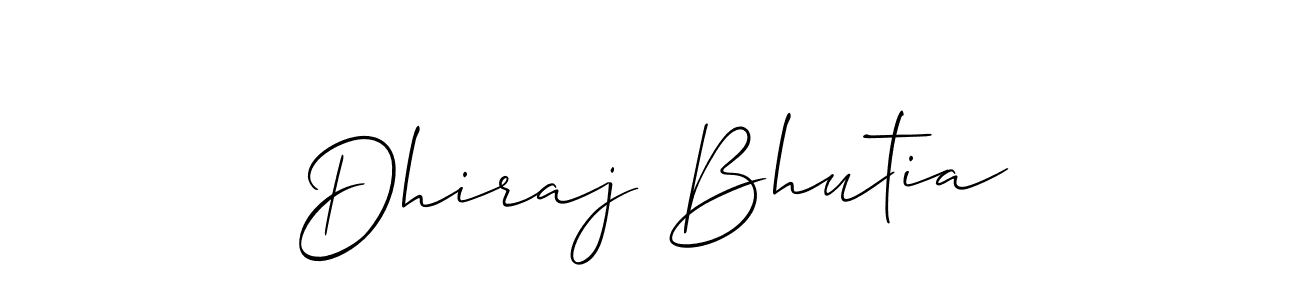 Allison_Script is a professional signature style that is perfect for those who want to add a touch of class to their signature. It is also a great choice for those who want to make their signature more unique. Get Dhiraj Bhutia name to fancy signature for free. Dhiraj Bhutia signature style 2 images and pictures png