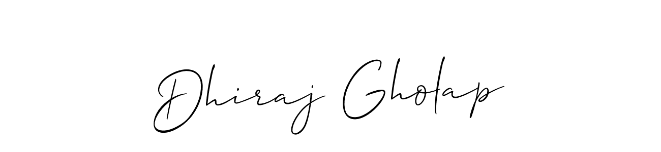 Allison_Script is a professional signature style that is perfect for those who want to add a touch of class to their signature. It is also a great choice for those who want to make their signature more unique. Get Dhiraj Gholap name to fancy signature for free. Dhiraj Gholap signature style 2 images and pictures png