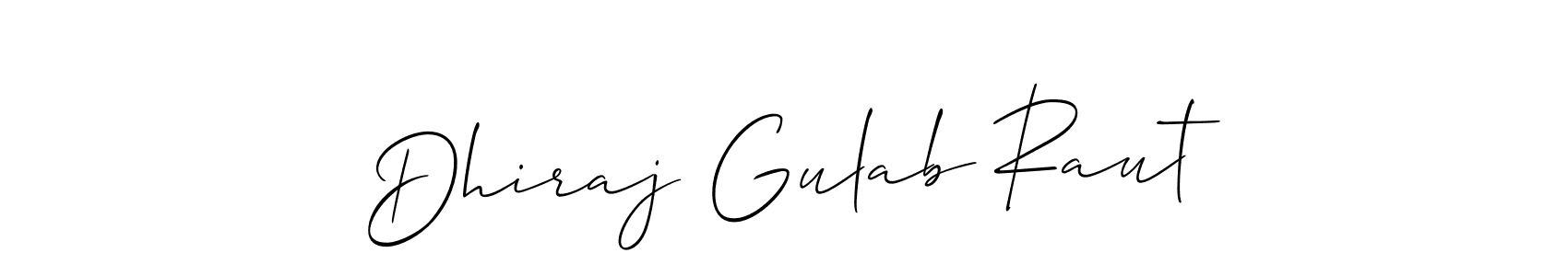 Allison_Script is a professional signature style that is perfect for those who want to add a touch of class to their signature. It is also a great choice for those who want to make their signature more unique. Get Dhiraj Gulab Raut name to fancy signature for free. Dhiraj Gulab Raut signature style 2 images and pictures png