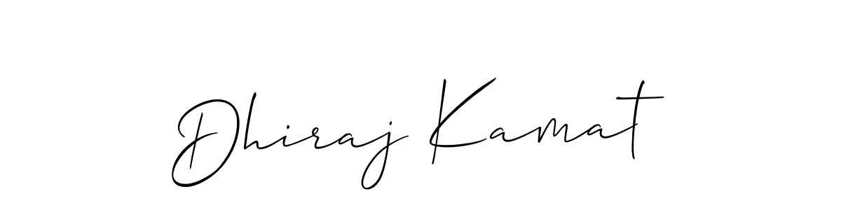 if you are searching for the best signature style for your name Dhiraj Kamat. so please give up your signature search. here we have designed multiple signature styles  using Allison_Script. Dhiraj Kamat signature style 2 images and pictures png