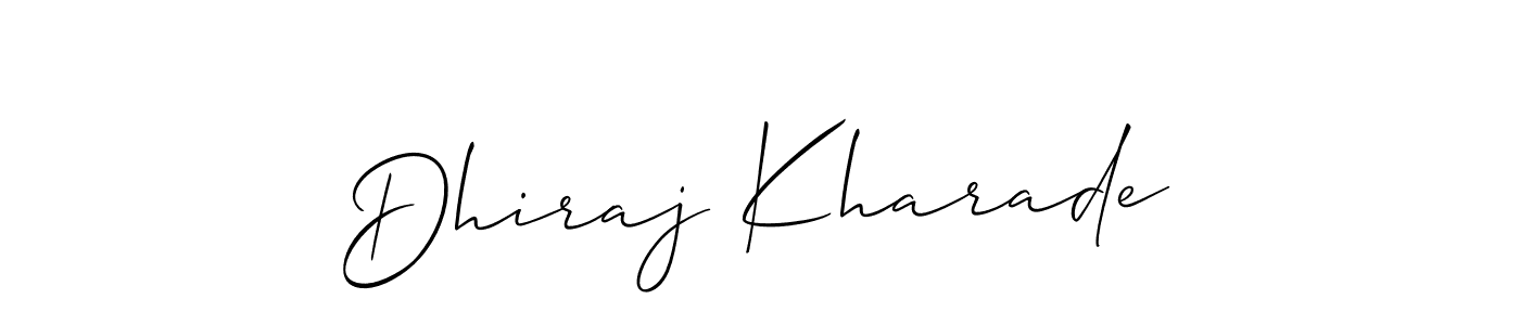 How to make Dhiraj Kharade name signature. Use Allison_Script style for creating short signs online. This is the latest handwritten sign. Dhiraj Kharade signature style 2 images and pictures png