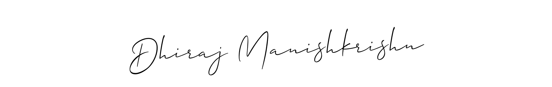 Allison_Script is a professional signature style that is perfect for those who want to add a touch of class to their signature. It is also a great choice for those who want to make their signature more unique. Get Dhiraj Manishkrishn name to fancy signature for free. Dhiraj Manishkrishn signature style 2 images and pictures png