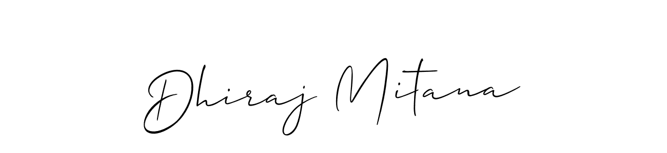 Allison_Script is a professional signature style that is perfect for those who want to add a touch of class to their signature. It is also a great choice for those who want to make their signature more unique. Get Dhiraj Mitana name to fancy signature for free. Dhiraj Mitana signature style 2 images and pictures png