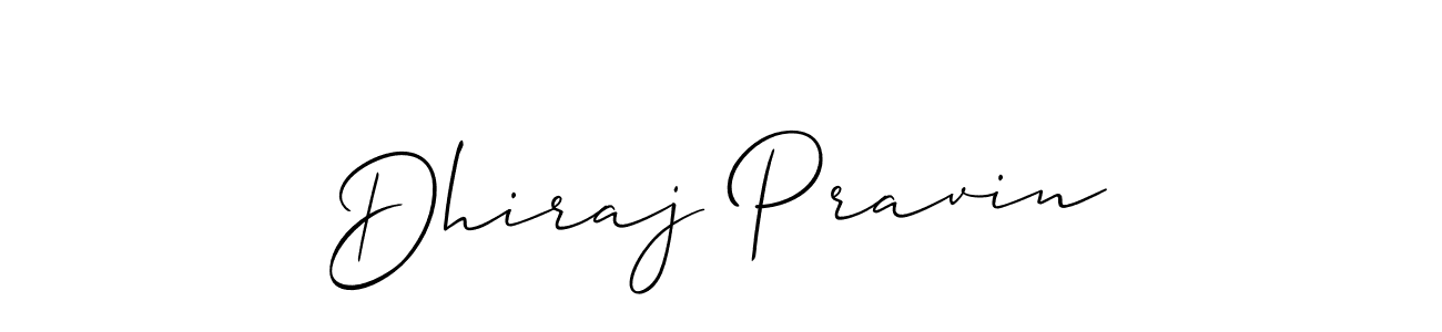 How to make Dhiraj Pravin name signature. Use Allison_Script style for creating short signs online. This is the latest handwritten sign. Dhiraj Pravin signature style 2 images and pictures png