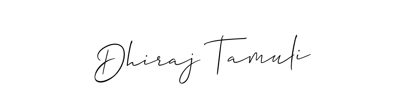 The best way (Allison_Script) to make a short signature is to pick only two or three words in your name. The name Dhiraj Tamuli include a total of six letters. For converting this name. Dhiraj Tamuli signature style 2 images and pictures png
