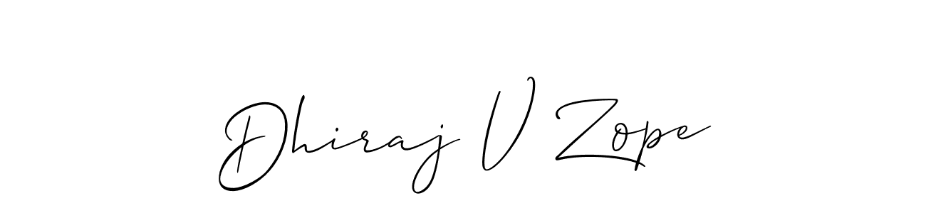 Also You can easily find your signature by using the search form. We will create Dhiraj V Zope name handwritten signature images for you free of cost using Allison_Script sign style. Dhiraj V Zope signature style 2 images and pictures png