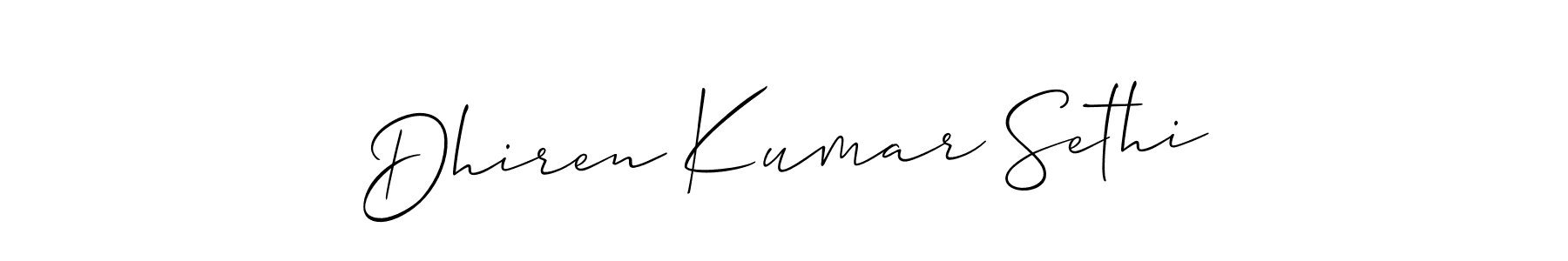 Make a beautiful signature design for name Dhiren Kumar Sethi. With this signature (Allison_Script) style, you can create a handwritten signature for free. Dhiren Kumar Sethi signature style 2 images and pictures png