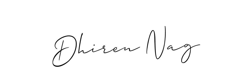 Use a signature maker to create a handwritten signature online. With this signature software, you can design (Allison_Script) your own signature for name Dhiren Nag. Dhiren Nag signature style 2 images and pictures png