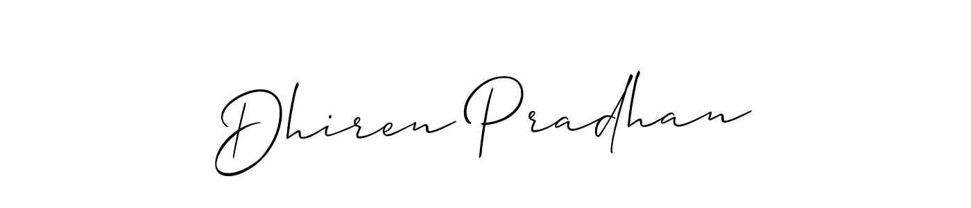 Make a beautiful signature design for name Dhiren Pradhan. With this signature (Allison_Script) style, you can create a handwritten signature for free. Dhiren Pradhan signature style 2 images and pictures png