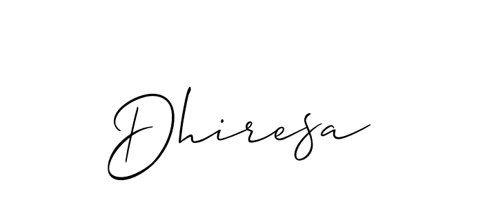 The best way (Allison_Script) to make a short signature is to pick only two or three words in your name. The name Dhiresa include a total of six letters. For converting this name. Dhiresa signature style 2 images and pictures png