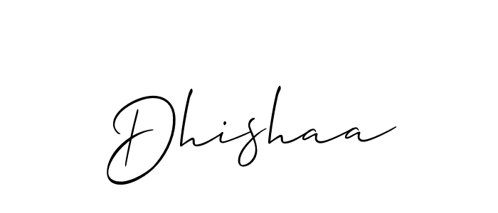 Use a signature maker to create a handwritten signature online. With this signature software, you can design (Allison_Script) your own signature for name Dhishaa. Dhishaa signature style 2 images and pictures png
