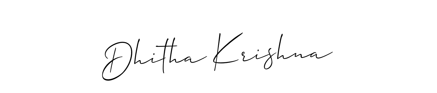 Dhitha Krishna stylish signature style. Best Handwritten Sign (Allison_Script) for my name. Handwritten Signature Collection Ideas for my name Dhitha Krishna. Dhitha Krishna signature style 2 images and pictures png