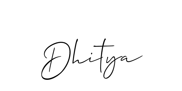 Use a signature maker to create a handwritten signature online. With this signature software, you can design (Allison_Script) your own signature for name Dhitya. Dhitya signature style 2 images and pictures png