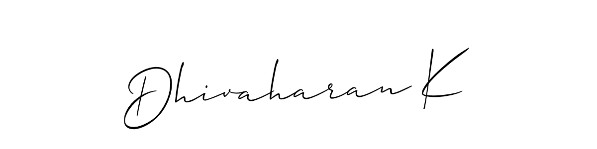 You should practise on your own different ways (Allison_Script) to write your name (Dhivaharan K) in signature. don't let someone else do it for you. Dhivaharan K signature style 2 images and pictures png