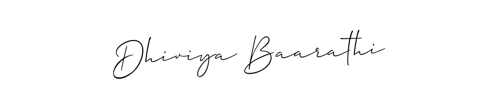 Use a signature maker to create a handwritten signature online. With this signature software, you can design (Allison_Script) your own signature for name Dhiviya Baarathi. Dhiviya Baarathi signature style 2 images and pictures png