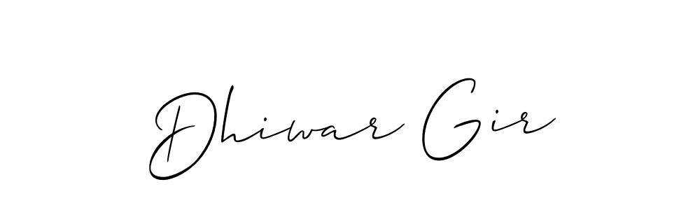 Use a signature maker to create a handwritten signature online. With this signature software, you can design (Allison_Script) your own signature for name Dhiwar Gir. Dhiwar Gir signature style 2 images and pictures png