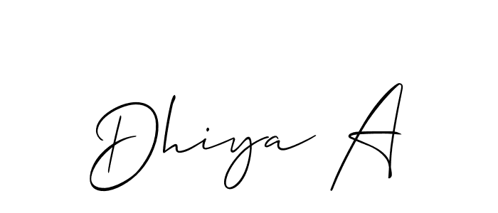 Also You can easily find your signature by using the search form. We will create Dhiya A name handwritten signature images for you free of cost using Allison_Script sign style. Dhiya A signature style 2 images and pictures png