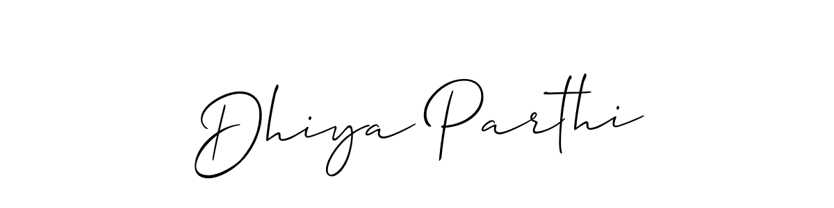 It looks lik you need a new signature style for name Dhiya Parthi. Design unique handwritten (Allison_Script) signature with our free signature maker in just a few clicks. Dhiya Parthi signature style 2 images and pictures png