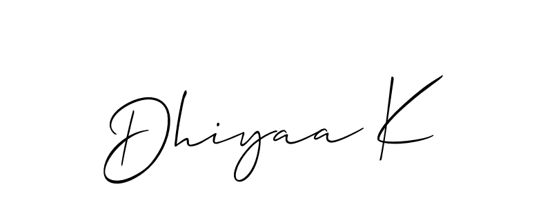 It looks lik you need a new signature style for name Dhiyaa K. Design unique handwritten (Allison_Script) signature with our free signature maker in just a few clicks. Dhiyaa K signature style 2 images and pictures png