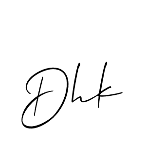 Design your own signature with our free online signature maker. With this signature software, you can create a handwritten (Allison_Script) signature for name Dhk. Dhk signature style 2 images and pictures png