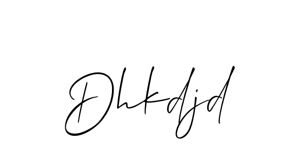 Allison_Script is a professional signature style that is perfect for those who want to add a touch of class to their signature. It is also a great choice for those who want to make their signature more unique. Get Dhkdjd name to fancy signature for free. Dhkdjd signature style 2 images and pictures png
