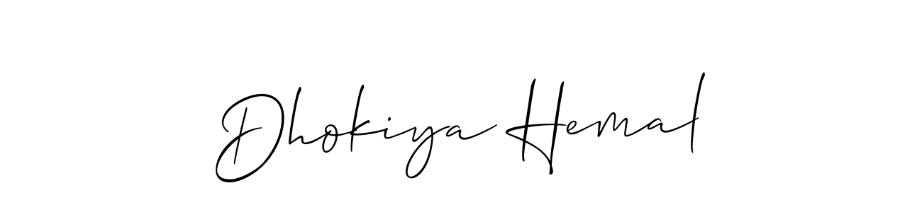 Use a signature maker to create a handwritten signature online. With this signature software, you can design (Allison_Script) your own signature for name Dhokiya Hemal. Dhokiya Hemal signature style 2 images and pictures png