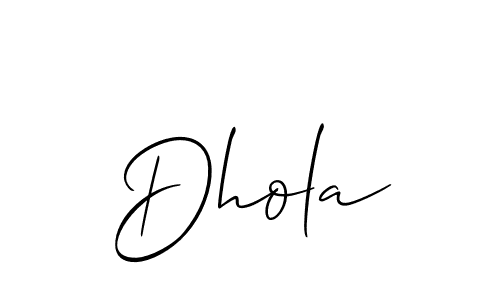 Use a signature maker to create a handwritten signature online. With this signature software, you can design (Allison_Script) your own signature for name Dhola. Dhola signature style 2 images and pictures png