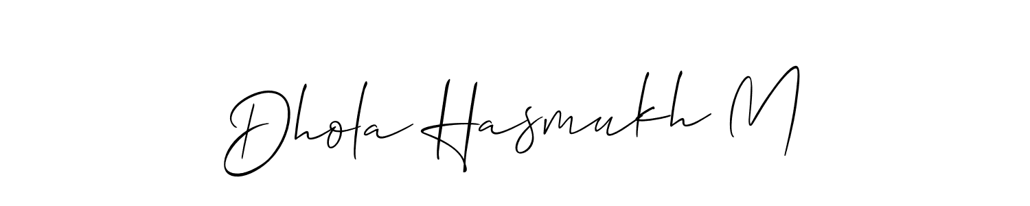 You should practise on your own different ways (Allison_Script) to write your name (Dhola Hasmukh M) in signature. don't let someone else do it for you. Dhola Hasmukh M signature style 2 images and pictures png