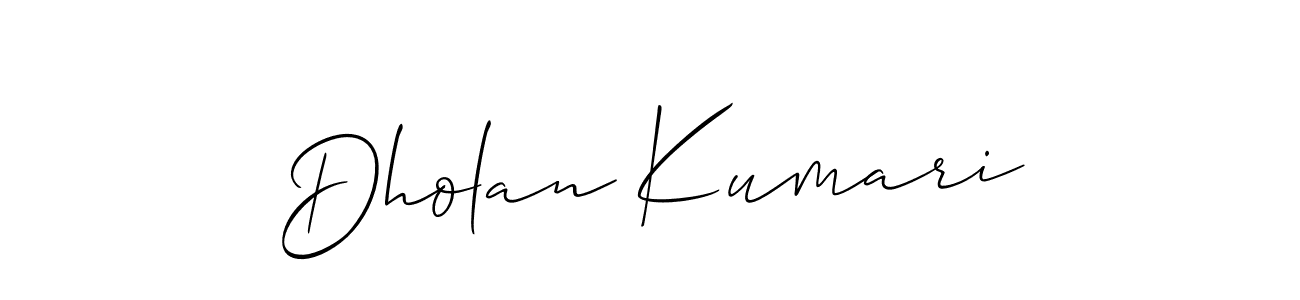 The best way (Allison_Script) to make a short signature is to pick only two or three words in your name. The name Dholan Kumari include a total of six letters. For converting this name. Dholan Kumari signature style 2 images and pictures png