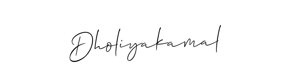 Make a beautiful signature design for name Dholiyakamal. With this signature (Allison_Script) style, you can create a handwritten signature for free. Dholiyakamal signature style 2 images and pictures png