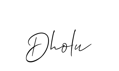 if you are searching for the best signature style for your name Dholu. so please give up your signature search. here we have designed multiple signature styles  using Allison_Script. Dholu signature style 2 images and pictures png