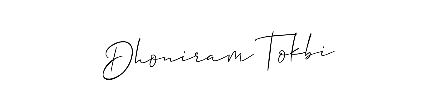 if you are searching for the best signature style for your name Dhoniram Tokbi. so please give up your signature search. here we have designed multiple signature styles  using Allison_Script. Dhoniram Tokbi signature style 2 images and pictures png