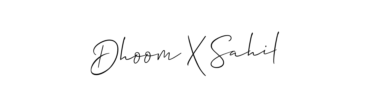 This is the best signature style for the Dhoom X Sahil name. Also you like these signature font (Allison_Script). Mix name signature. Dhoom X Sahil signature style 2 images and pictures png