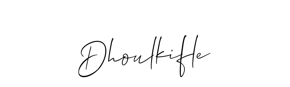 Make a short Dhoulkifle signature style. Manage your documents anywhere anytime using Allison_Script. Create and add eSignatures, submit forms, share and send files easily. Dhoulkifle signature style 2 images and pictures png