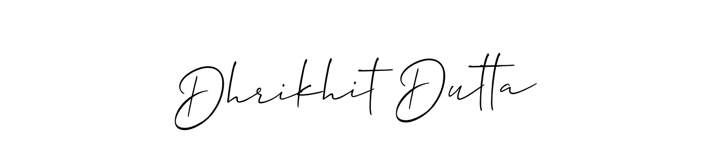 How to make Dhrikhit Dutta name signature. Use Allison_Script style for creating short signs online. This is the latest handwritten sign. Dhrikhit Dutta signature style 2 images and pictures png